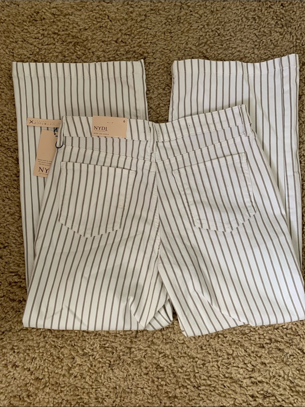 NYDJ Teresa Stripe Wide Leg Ankle hem - sz 6 - new with tags - Picture 3 of 12